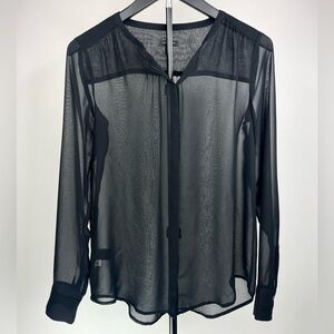 Ann Taylor Black Sheer Blouse size XS